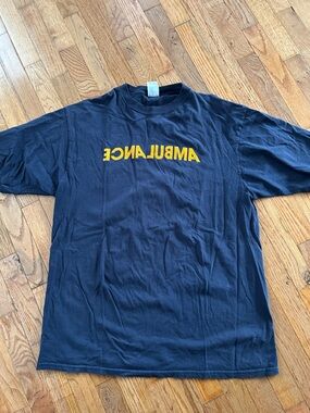 Navy 'AMBULANCE' Graphic Tee - Yellow Lettering